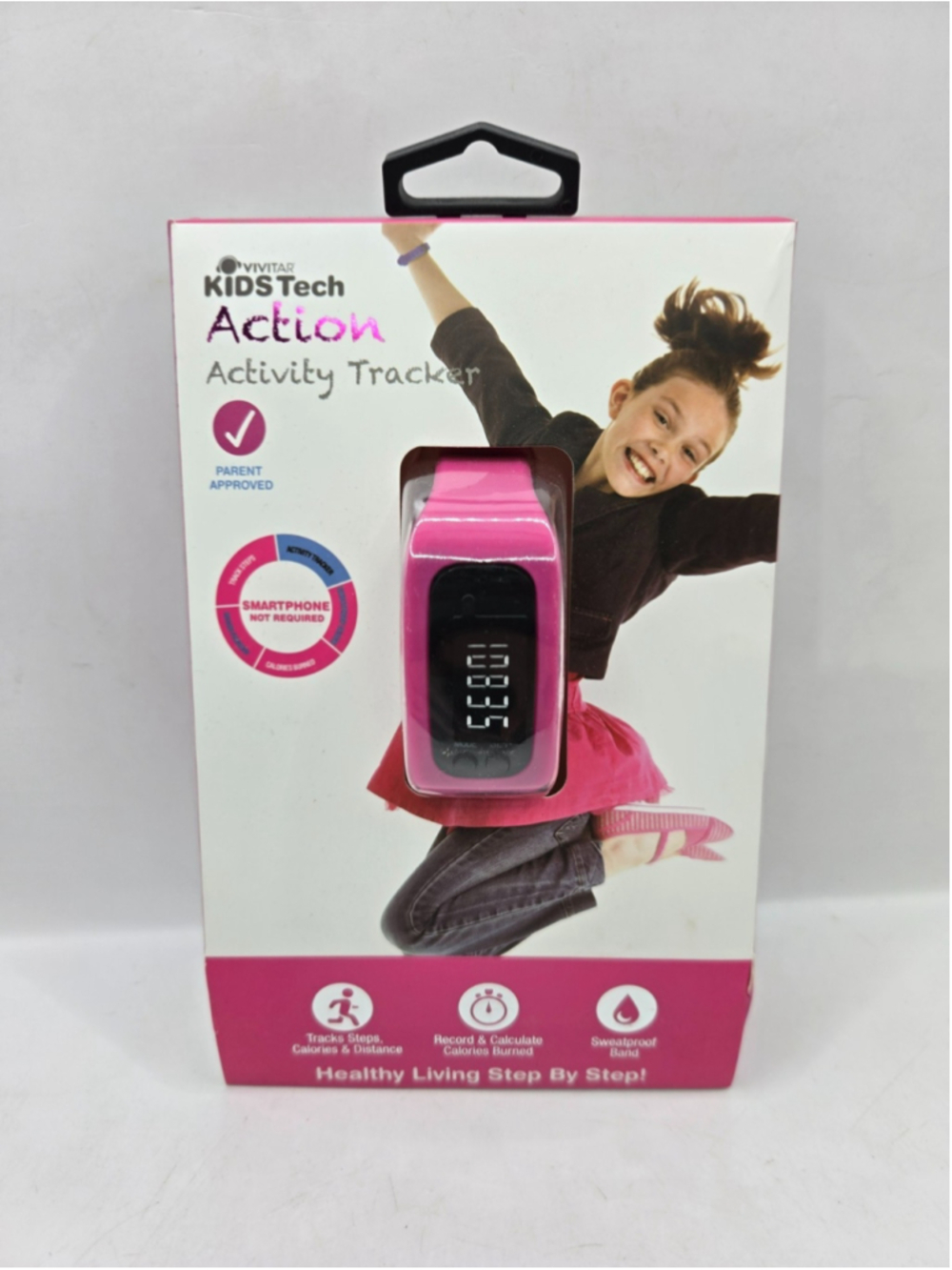 Vivitar Kids Tech Action Activity Tracker - Watch Calories Distance Step - Pink